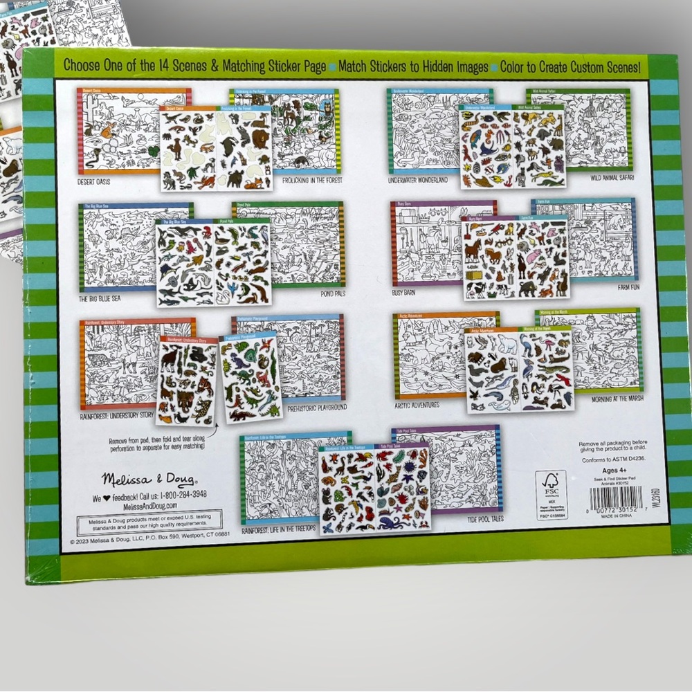 Lot/2 Melissa & Doug Seek & Find Animal Sticker Pad - Picture 5 of 7